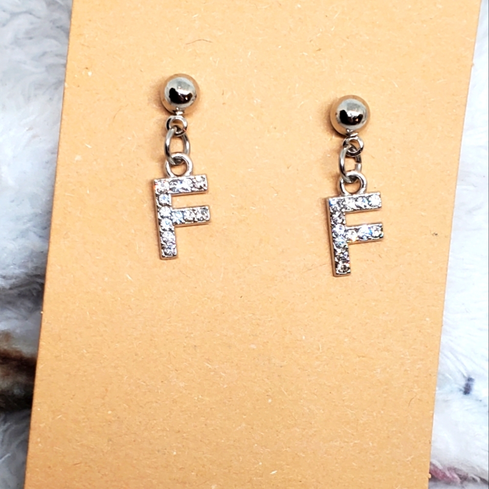 7/$10 F Initial Earrings, New